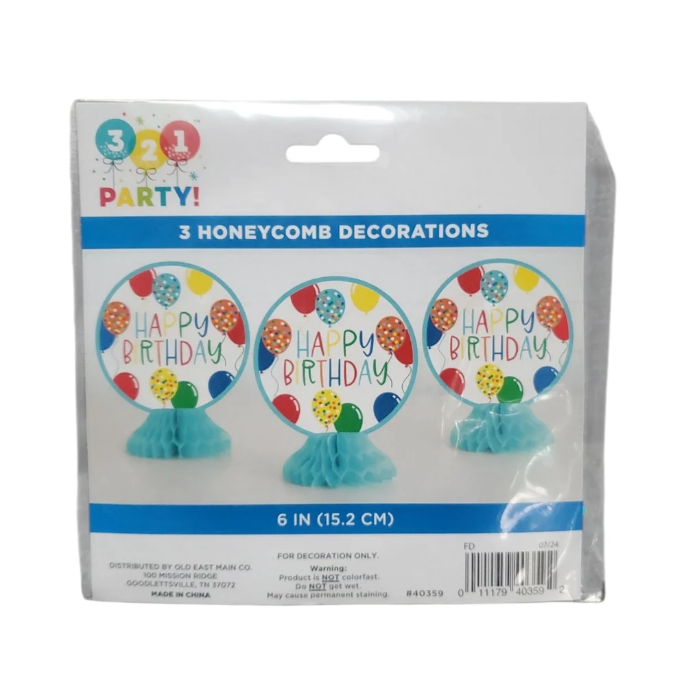 Lot of 4 321 Party Honeycomb Decorations 6